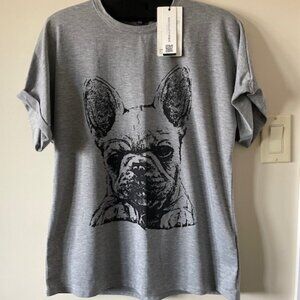 Haoduoyi, T-Shirt  S XL – with printed Boston Terrier  on front  - NWT